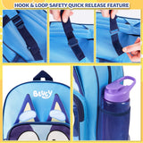 Bluey Mini Backpack for Kids Toddlers, Small Bag 11.5x9 in with Adjustable Straps for Travel Picnic Vacation Gifts for Kids (Blue)