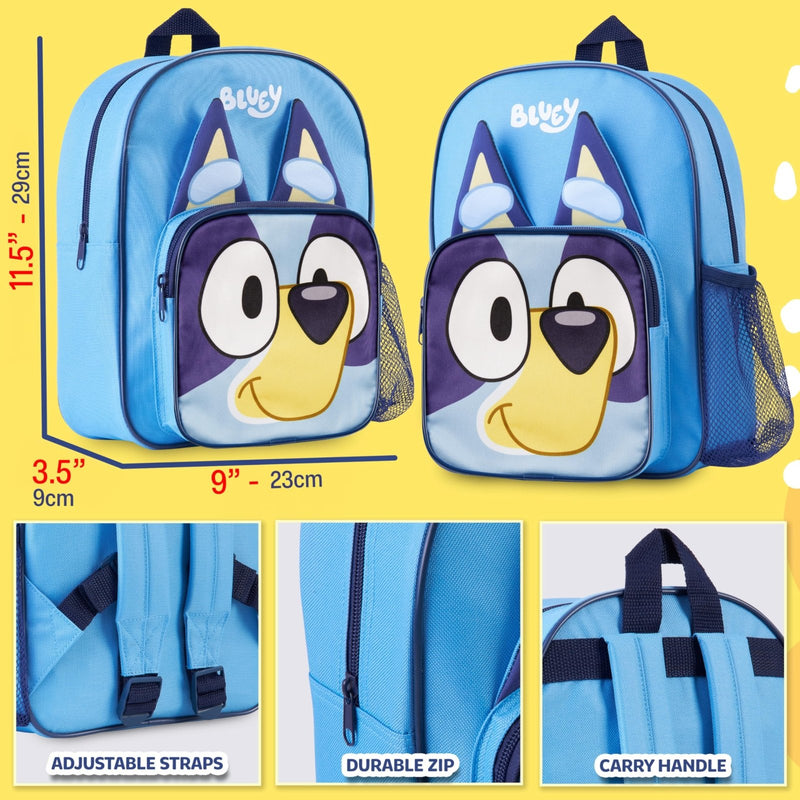 Bluey Mini Backpack for Kids Toddlers, Small Bag 11.5x9 in with Adjustable Straps for Travel Picnic Vacation Gifts for Kids (Blue)