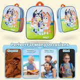 Bluey Mini Backpack for Kids Toddlers, Small Bag 11.5x9 in with Adjustable Straps for Travel Picnic Vacation Gifts for Kids (Multi)