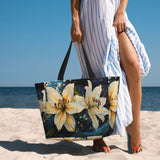 BLWSLC Pure lily blooms Printed large capacity shoulder bag, beach travel bag, suitable for vacations, camping, and everyday use.