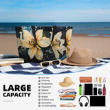 BLWSLC Pure lily blooms Printed large capacity shoulder bag, beach travel bag, suitable for vacations, camping, and everyday use.