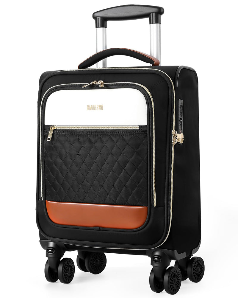 BMaoBBo Underseat Carry On Luggage Airline Approved – 16 - inch Softside Spinner Suitcase with 360° Wheels, Lightweight Overnight Weekender Bag for Women & Men, Business & Weekend Travel