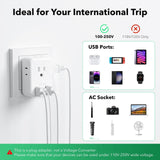BN - LINK European Travel Plug Adapter, Power Plug Adapter with 4 AC Outlets and 3 USB Ports (1 USB C), Type C Adapter for US to Most of Europe Iceland Spain Italy France Germany