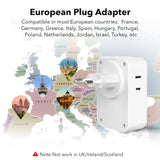 BN - LINK European Travel Plug Adapter, Power Plug Adapter with 4 AC Outlets and 3 USB Ports (1 USB C), Type C Adapter for US to Most of Europe Iceland Spain Italy France Germany