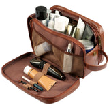 BNSPOCKET Personalized Leather Travel Toiletry Bag for Men, Large Travel Bathroom Shaving Dopp Kit, Large Cosmetic Bag Waterproof
