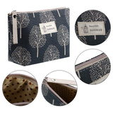 Boao 4 Pieces Canvas Makeup Bags Set Small Cosmetic Pouches for Purse with Zipper Multi Functional Toiletry Travel Case Organizer for Women Gift, 4 Styles(Small,Arrow, Plaid, Tree, Leave)