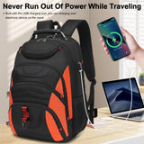 Boavan Laptop Backpack for men, 17.3 inch Laptop Bag with USB Port, Waterproof Travel Work Backpack Purse, Anti - Theft Teacher Nurse Doctor Casual Bookbags Office Business backpack，Black&Orange