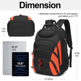 Boavan Laptop Backpack for men, 17.3 inch Laptop Bag with USB Port, Waterproof Travel Work Backpack Purse, Anti - Theft Teacher Nurse Doctor Casual Bookbags Office Business backpack，Black&Orange