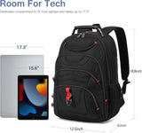 Boavan Laptop Backpack for men, 17.3 inch Laptop Bag with USB Port, Waterproof Travel Work Backpack Purse, Anti - Theft Teacher Nurse Doctor Casual Bookbags Office Business backpack ，Black