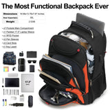Boavan Laptop Backpack for men, 17.3 inch Laptop Bag with USB Port, Waterproof Travel Work Backpack Purse, Anti - Theft Teacher Nurse Doctor Casual Bookbags Office Business backpack，Black&Orange