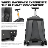 Boavan Rolling Backpack,17 inch Water Resistant Wheeled Backpack,Carry on Luggage Business Bag, Overnight College Computer bag Trolley Suitcase for Men Women Adults to Travel，Grey