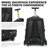 Boavan Rolling Backpack,17 inch Water Resistant Wheeled Backpack,Carry on Luggage Business Bag, Overnight College Computer bag Trolley Suitcase for Men Women Adults to Travel，Black&Orange