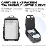 Boavan Rolling Backpack,17 inch Water Resistant Wheeled Backpack,Carry on Luggage Business Bag, Overnight College Computer bag Trolley Suitcase for Men Women Adults to Travel，Grey