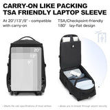 Boavan Rolling Backpack,17 inch Water Resistant Wheeled Backpack,Carry on Luggage Business Bag, Overnight College Computer bag Trolley Suitcase for Men Women Adults to Travel，Black&Orange
