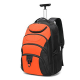 Boavan Rolling Backpack,17 inch Water Resistant Wheeled Backpack,Carry on Luggage Business Bag, Overnight College Computer bag Trolley Suitcase for Men Women Adults to Travel，Black&Orange
