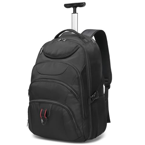 Boavan Rolling Backpack,17 inch Water Resistant Wheeled Backpack,Carry on Luggage Business Bag, Overnight College Computer Trolley | Backpacks4Less