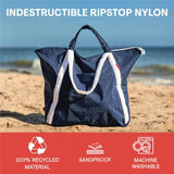 Bodysurf Beach Bags Waterproof Sandproof, Foldable & Packable Tote with Zipper for Travel, Vacation, Cruise, Boat, Swim - Oversized, Durable Ripstop Nylon Material for Family Use - XL, 17 x 25 x 10 in