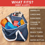 Bodysurf Beach Bags Waterproof Sandproof, Foldable & Packable Tote with Zipper for Travel, Vacation, Cruise, Boat, Swim - Oversized, Durable Ripstop Nylon Material for Family Use - XL, 17 x 25 x 10 in