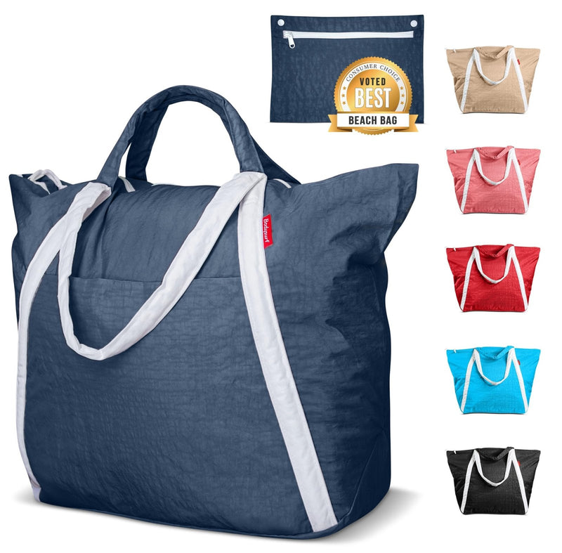 Bodysurf Beach Bags Waterproof Sandproof, Foldable & Packable Tote with Zipper for Travel, Vacation, Cruise, Boat, Swim - Oversized, Durable Ripstop Nylon Material for Family Use - XL, 17 x 25 x 10 in