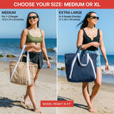 Bodysurf Beach Bags Waterproof Sandproof, Foldable & Packable Tote with Zipper for Travel, Vacation, Cruise, Boat, Swim - Oversized, Durable Ripstop Nylon Material for Family Use - XL, 17 x 25 x 10 in