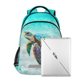 BOENLE Sea Turtle Teal Backpack for Boys Girls Elementary School Bag Kids Bookbag Travel Rucksack