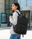 BOGGEUSS Black Basic School Canvas Backpacks for Boys Girls 15.6 Inch Travel Water Resistant Bookbag Black
