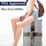 Boho Luggage Straps for Suitcases TSA Approved, Luggage Identifiers for Suitcase, Adjustable Suitcase Strap for Baggage Security with Cute Patten, Travel Necessary Accessories (2Pack)