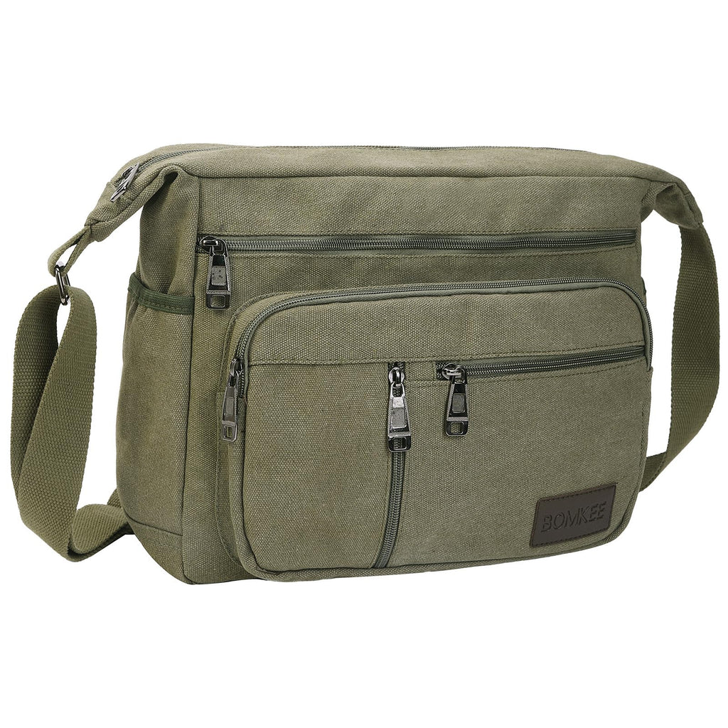 BOMKEE Canvas Messenger Bag, Satchel Bag Vintage Canvas Shoulder Bags Crossbody Laptop Side Bag for Work and Travel | Backpacks4Less