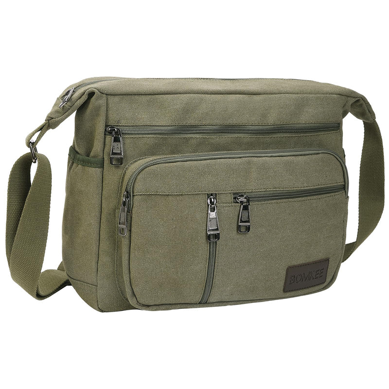 BOMKEE Canvas Messenger Bag, Satchel Bag Vintage Canvas Shoulder Bags Crossbody Laptop Side Bag for Work and Travel