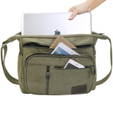 BOMKEE Canvas Messenger Bag, Satchel Bag Vintage Canvas Shoulder Bags Crossbody Laptop Side Bag for Work and Travel