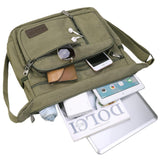 BOMKEE Canvas Messenger Bag, Satchel Bag Vintage Canvas Shoulder Bags Crossbody Laptop Side Bag for Work and Travel