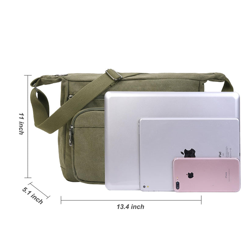 BOMKEE Canvas Messenger Bag, Satchel Bag Vintage Canvas Shoulder Bags Crossbody Laptop Side Bag for Work and Travel