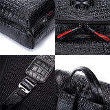 boshiho Real Leather Laptop Backpack Fashion Travel Bag Daypack for Men, Crocodile Pattern (L)