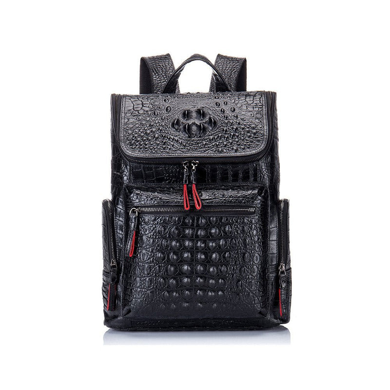 boshiho Real Leather Laptop Backpack Fashion Travel Bag Daypack for Men, Crocodile Pattern (S)