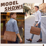 Bosidu Leather Messenger Bag for Men, 15.6 Inch Laptop Briefcase Large Computer Satchel Shoulder Bag for Work/Business/Travel