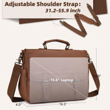 Bosidu Leather Messenger Bag for Men, 15.6 Inch Laptop Briefcase Large Computer Satchel Shoulder Bag for Work/Business/Travel