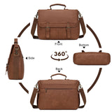 Bosidu Leather Messenger Bag for Men, 15.6 Inch Laptop Briefcase Large Computer Satchel Shoulder Bag for Work/Business/Travel