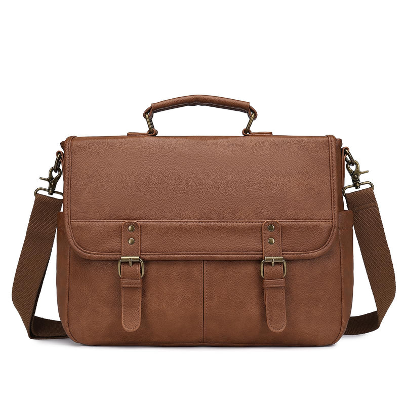 Bosidu Leather Messenger Bag for Men, 15.6 Inch Laptop Briefcase Large Computer Satchel Shoulder Bag for Work/Business/Travel