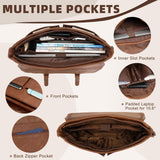 Bosidu Leather Messenger Bag for Men, 15.6 Inch Laptop Briefcase Large Computer Satchel Shoulder Bag for Work/Business/Travel