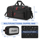 Bosstin Gym Bag for Men & Women, 45L Travel Duffle Sports Duffel Bag Gym Weekender Overnight Backpack with Shoe Compartment (Black)