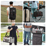 Bosstin Gym Bag for Men & Women, 45L Travel Duffle Sports Duffel Bag Gym Weekender Overnight Backpack with Shoe Compartment (Black)