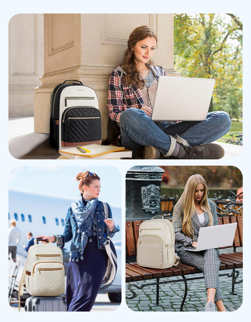 BOSTANTEN 15.6 Inch Laptop Backpack for Women - College Teacher Computer Bag Travel Backpack Purse Brown＆Black