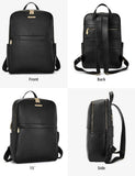 BOSTANTEN Genuine Leather 15.6 inch Laptop Backpack Purse for Women College Casual Backpack Travel Bag Daypack Black