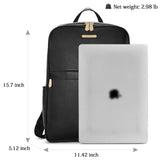 BOSTANTEN Genuine Leather 15.6 inch Laptop Backpack Purse for Women College Casual Backpack Travel Bag Daypack Black