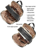 BOSTANTEN Genuine Leather 15.6 inch Laptop Backpack Purse for Women College Casual Backpack Travel Bag Daypack Black
