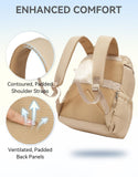 BOSTANTEN Puffer Backpack for Women, 15.6 Inch College Laptop Backpack with RFID Pocket, Water Resistant Casual Travel Daypack, Khaki
