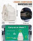 BOXSAM Lightweight Backpack for Women, Large Laptop Travel Backpack Casual Daypack College Bag Rucksack for Men. Beige
