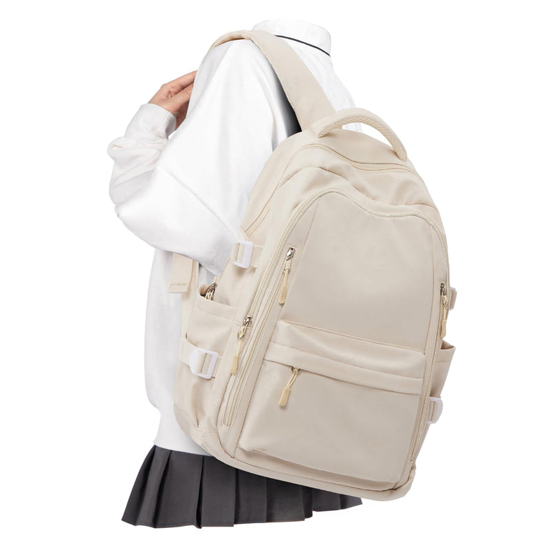 BOXSAM Lightweight Backpack for Women, Large Laptop Travel Backpack Casual Daypack College Bag Rucksack for Men. Beige