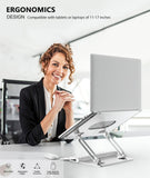 BoYata Laptop Stand, Adjustable Multi - Angle Laptop Holder, Compatible for Laptops up to 17 inches, Sturdy Aluminum & Silicone, Silver