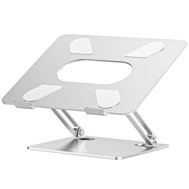 BoYata Laptop Stand, Adjustable Multi - Angle Laptop Holder, Compatible for Laptops up to 17 inches, Sturdy Aluminum & Silicone, Silver